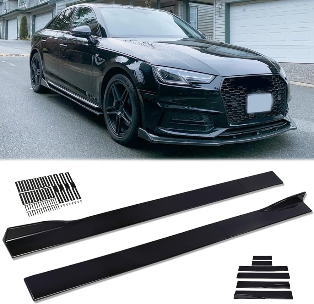 JMTBNO Universal 2.2M/86.6in Side Skirt Extension Splitter - Rocker Panel Lip Diffuser, Glossy Black