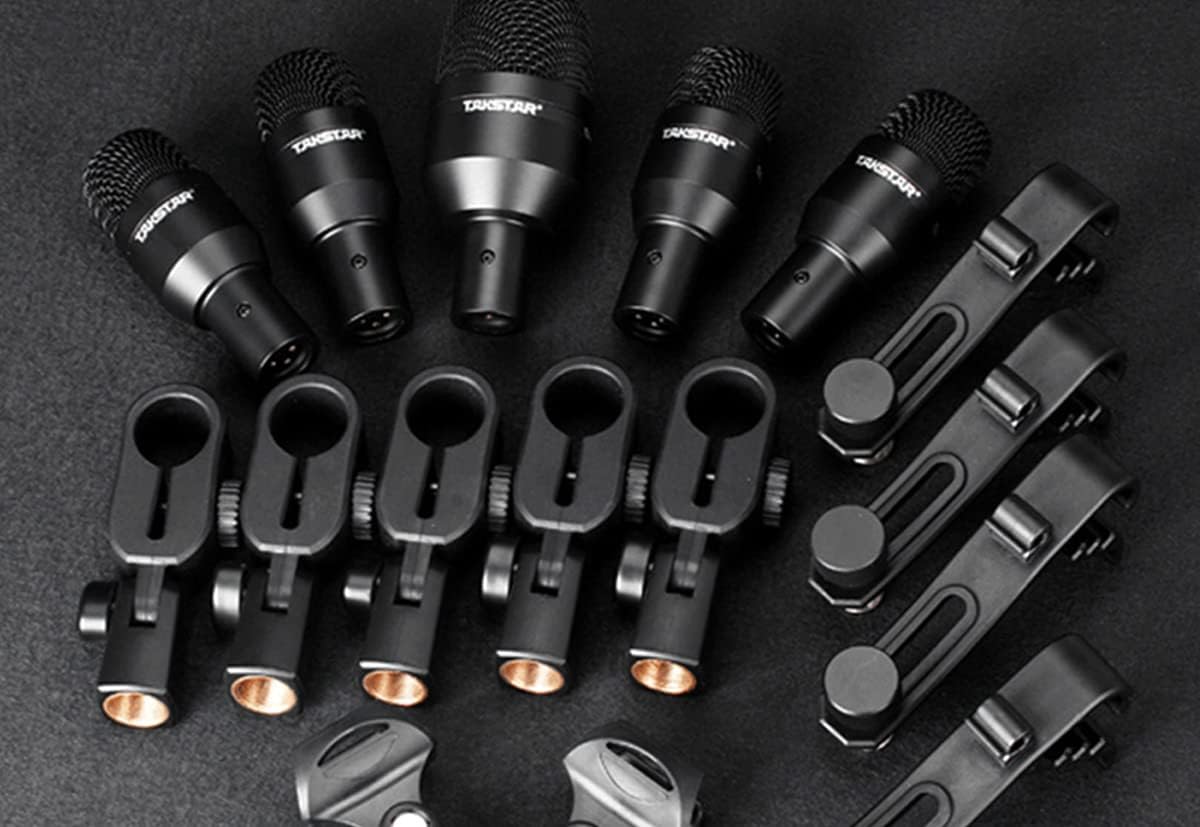 TAKSTAR Drum Microphone Kit, 7 Piece Drum Instrument Mic for Performing and Recording - Professional Condenser Mic for Kick, Snare, Rack Toms, Floor Toms, and Congas