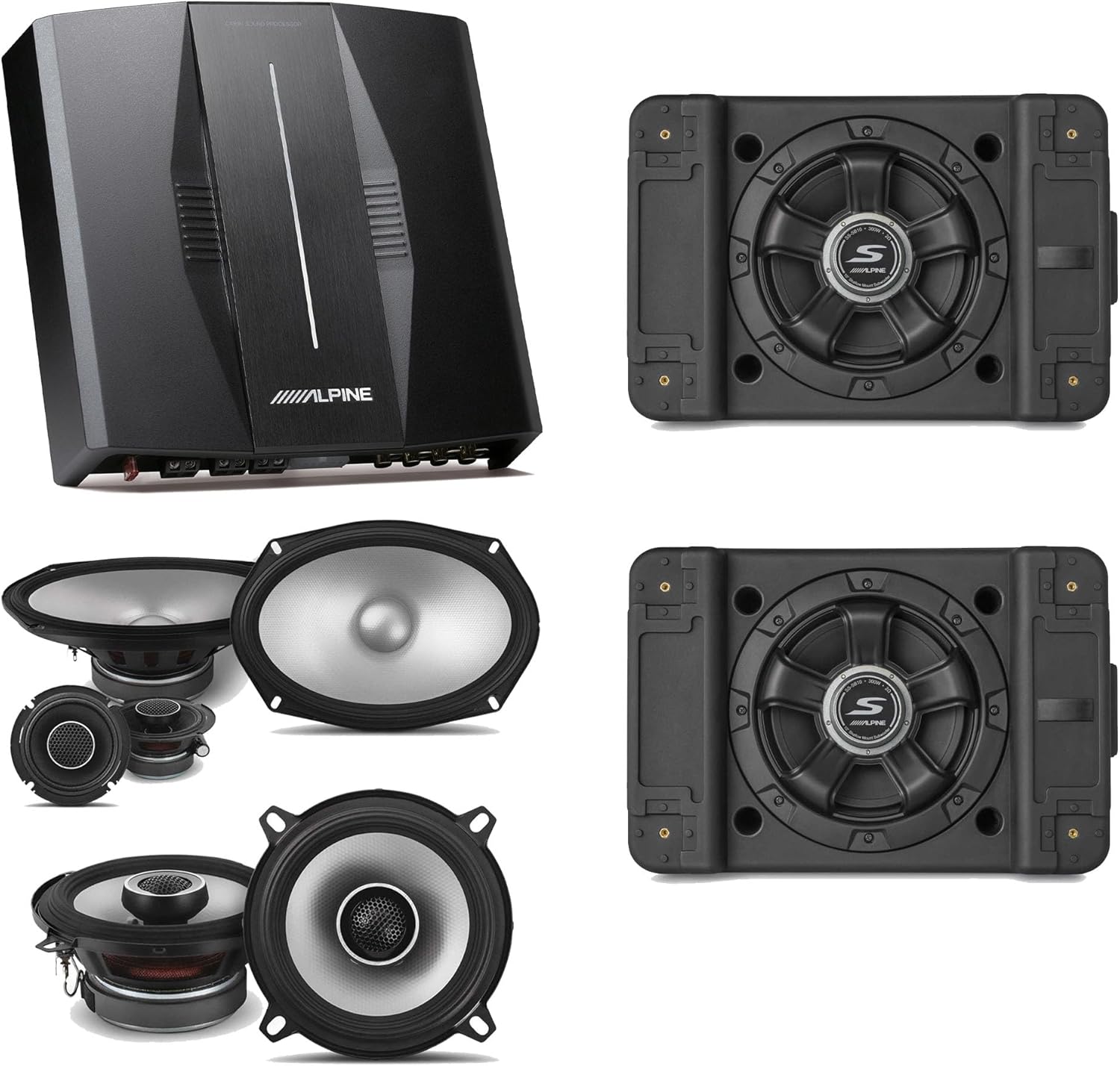 Alpine PXE-C80-88 OPTIM8 8-Channel Hi-Res DSP Amplifier w/ (2) SS-SB10 Subwoofer, S2-S69C & S2-S50 Bundle
