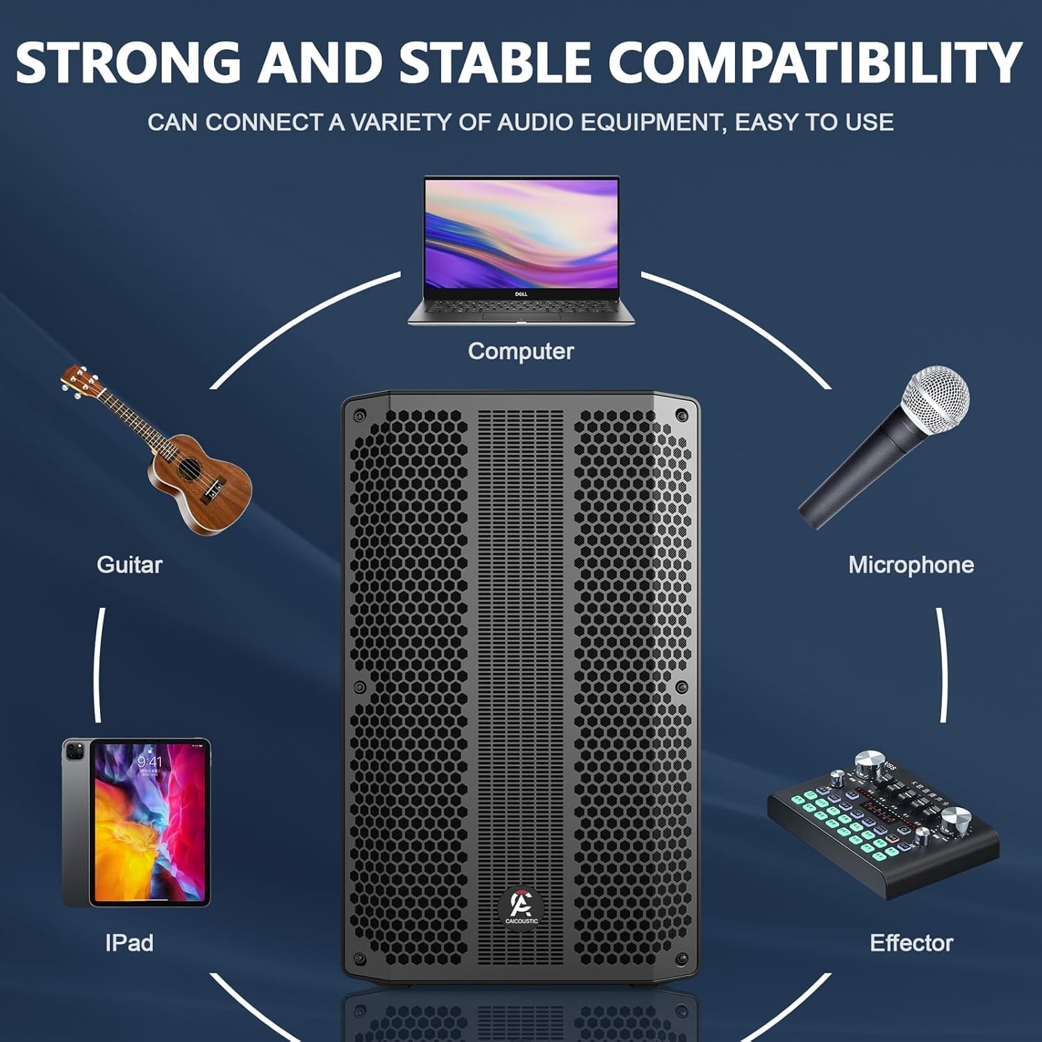 12-inch PA Speaker System with Bluetooth – Portable Dual DJ Speakers with Stands, Full-Range Stereo Sound for Events & Performances