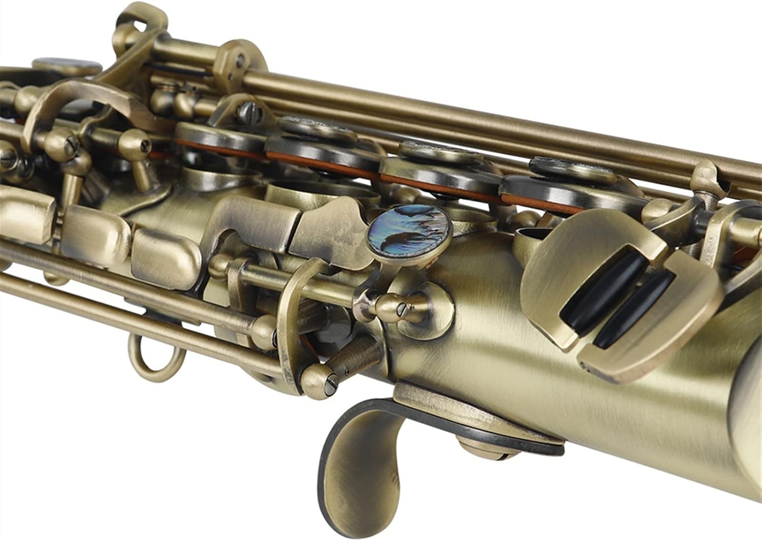 Sax Beginners Kit Cyan Bronze Straight Bb Saxophone Lacquered Gold Carve Pattern Woodwind Instrument with Case Reed Cleaning Brush Cloth Wind Instrument