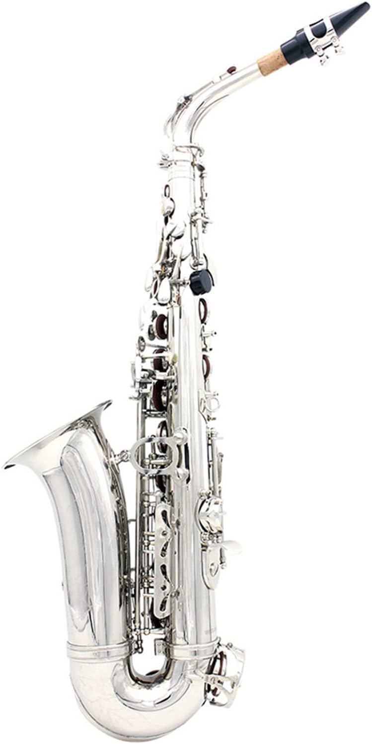 EB Alto Saxophone Brass Silver Plated Professional Woodwind Instrument E Flat Sax with Accessories (Color : 1)
