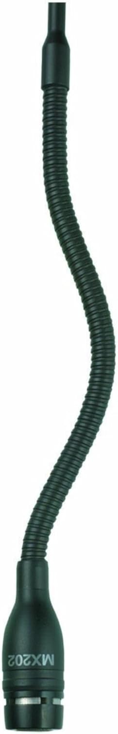 Shure Microflex MX202 Overhead Microphone - Black, Supercardioid Condenser Mic with Screw Terminals Connector, Built-in Surface Mount, Preamp Included, Preamp Included (MX202BP/S)