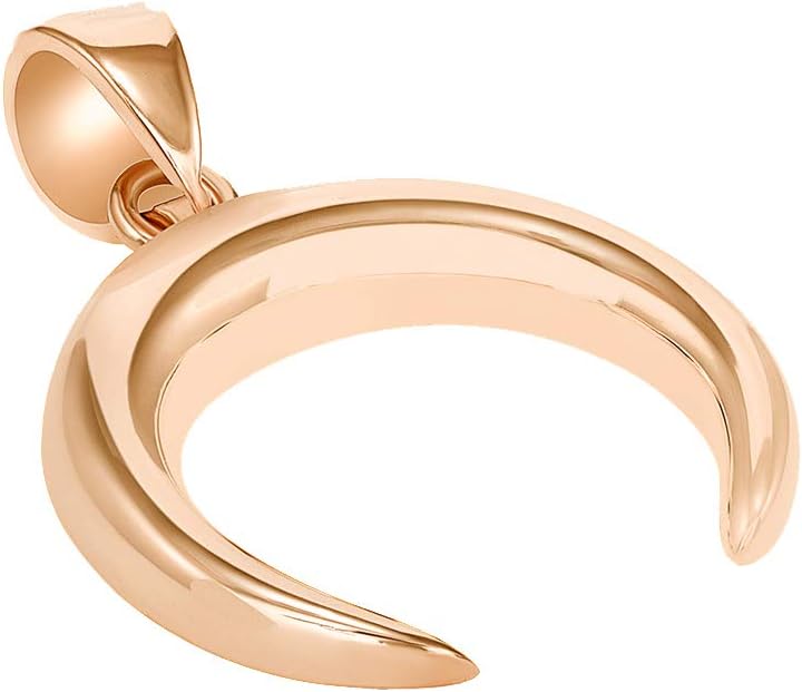 Jewelry America 14k Rose Gold Double Horn Crescent Moon Pendant with High Polish
