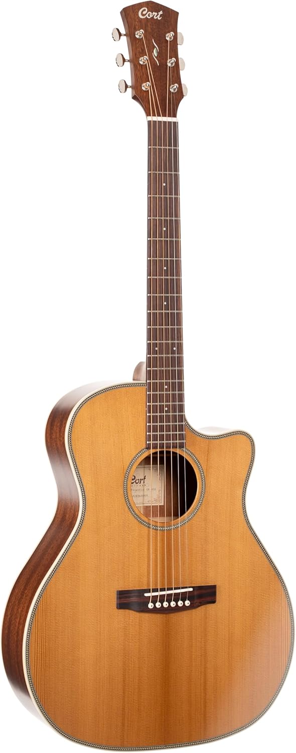 Cort Essence Series ES-GA4 Grand Auditorium Cutaway Acoustic Electric Guitar, Natural Semi Gloss (GA4NSG)