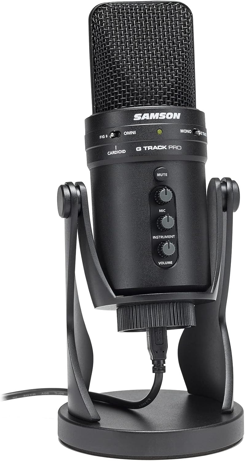 Samson G-Track Pro Studio USB Condenser Microphone Mic+Built in Audio Interface Bundle with Rockville iUSB USB-A to Lightning Adapter Dongle USB (2 Items)
