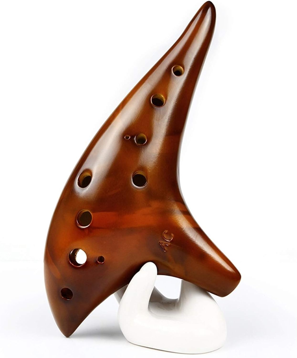 Brown Alto C Key Ocarina 12 Holes Burning Classic Music Instrument Glossy Bright Glaze Ocarina Woodwind Instrument Flute(Ocarina)