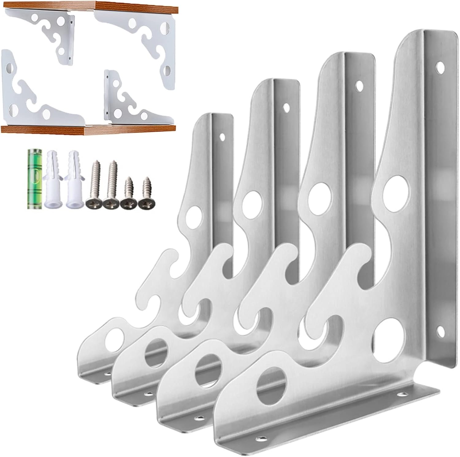 Heavy Duty Triangle Shelf Bracket-Metal Shelving Support,Multi-Function Wall Mount Corner Brace for Flower Shelves Bookshelves,Save Space,Complete accessoires,Silver-300mm/12inch (