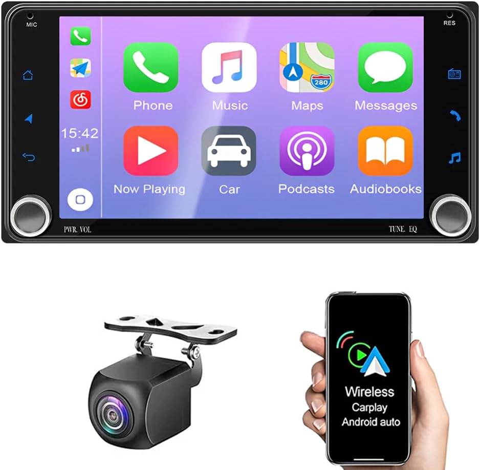 Android 13 Double Din Car Stereo Compatible with Toyota for 4Runner 2003-2009,for Aurion 2011-2014, 7inch Touch Screen 4G+64G Wireless CarPlay Radio with Android Auto Support GPS FM