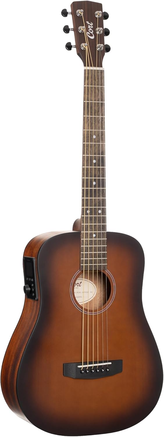 Cort EARTHGO-OPBB Earth Go HyVibe H2 Acoustic Electric Guitar Open Pore Brown Burst w/Bag