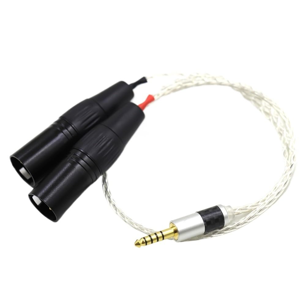H&*igh qu>ality 8 Cores Silver Plated 4.4mm Balanced Male to Dual 2X 3pin XLR Balanced Male Audio Adapter Cable(0.5m)