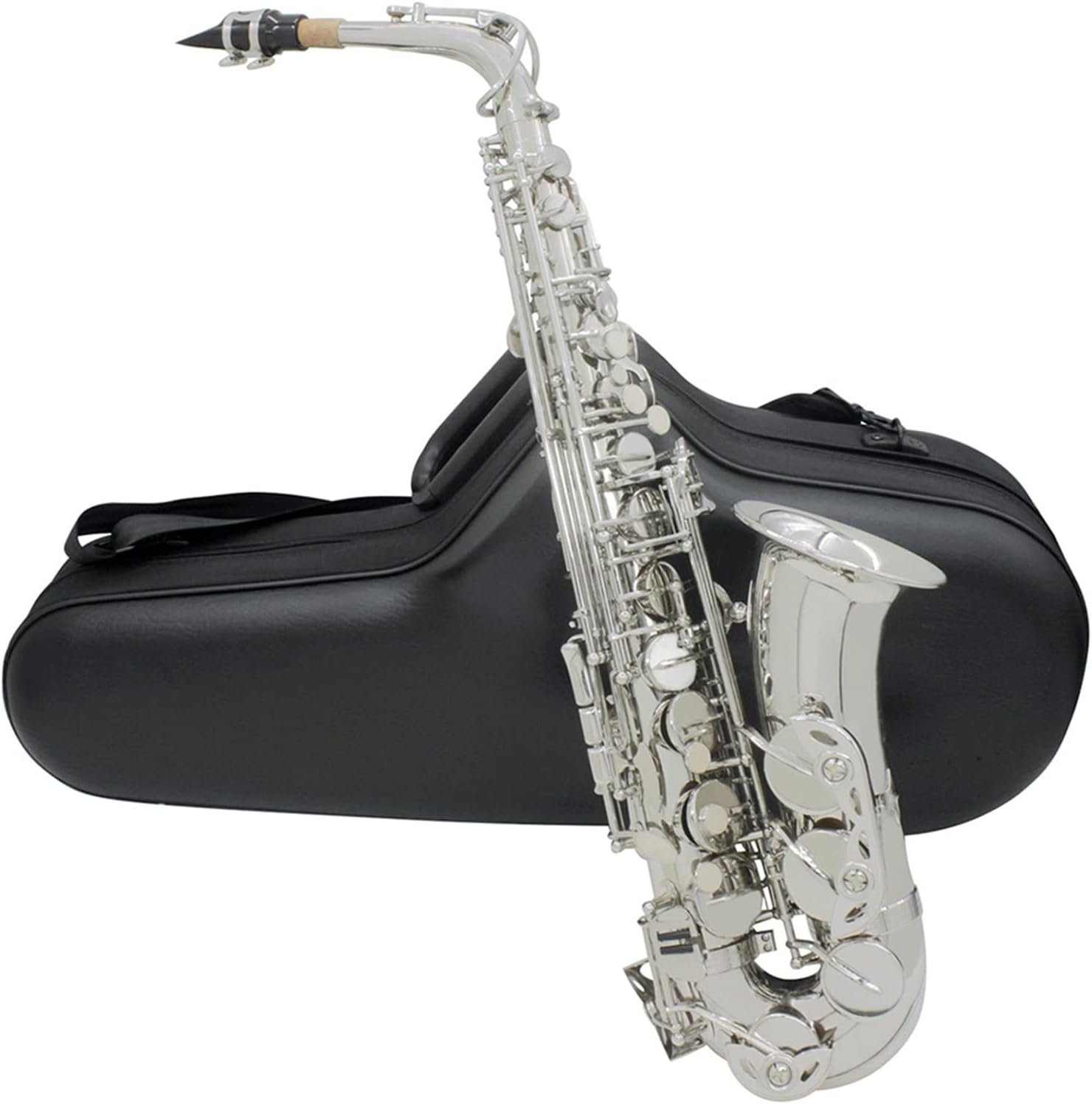 EB Alto Saxophone Lacquered Gold E-Flat Brass Carved Pattern Woodwind Instrument with Case (Color : Silver Sax)