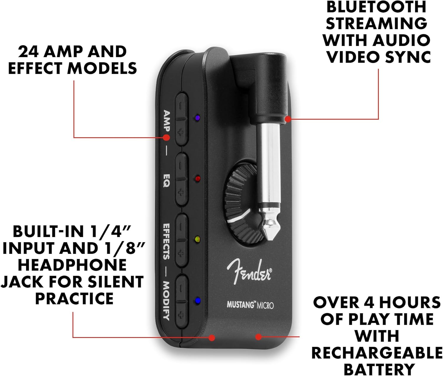 Fender Mustang Micro Headphone Amplifier, with 2-Year Warranty