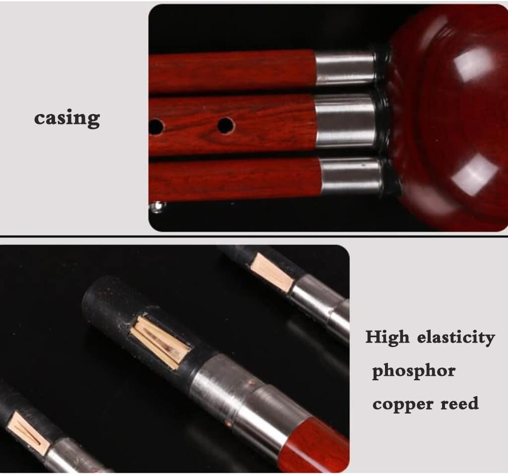 Woodwind Red Sandalwood Cucurbit Musical Instrument Beginner Adult C Level Down B Level Gourd Flute Grade Exam Entertainment Hulusi for Elders, People Who Love Music Soft Tone (Red C)