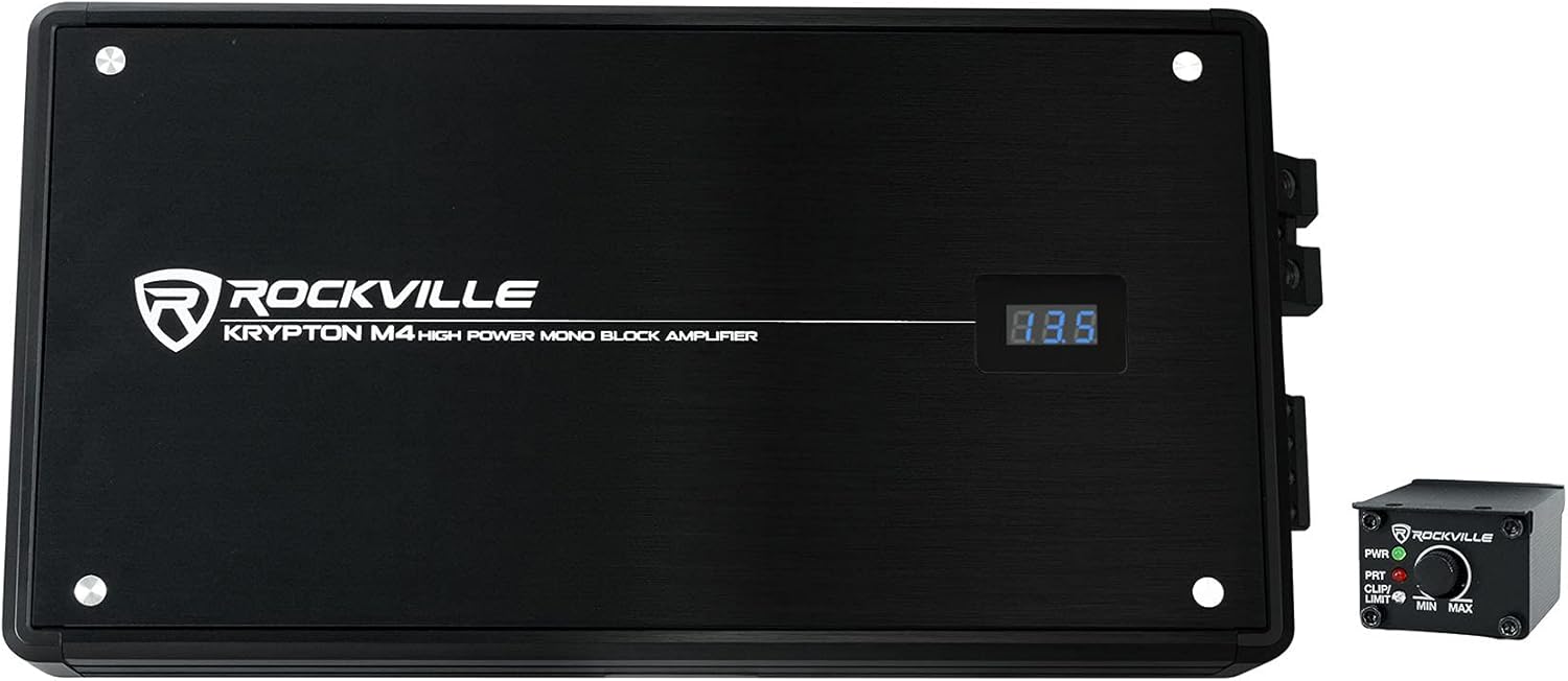 Rockville Krypton M4 6000w Peak/1500w RMS Mono 1 Ohm Car Amplifier Amp+Remote