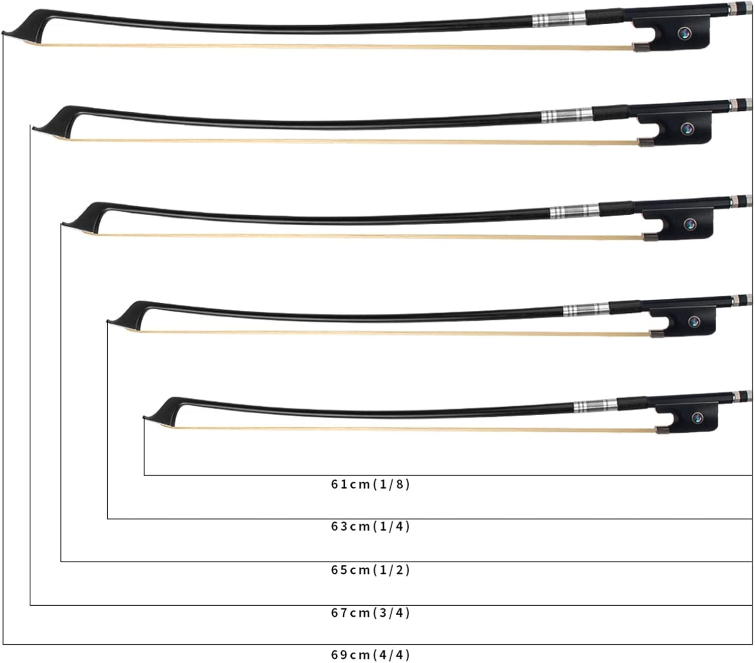 TSTS Upright Double Bass Bows 4/4-1/8 Carbon Fiber Stick White Mongolia Horse Hair Ebony Frog Full Size Violin Bow (Color : 3/4)