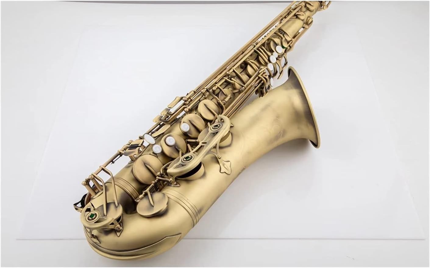 Tenor Saxophone Reference Antique Copper B Flat Woodwind Instrument with Case Mouthpiece Reeds Neck Student Saxophone (Color : Light Grey)