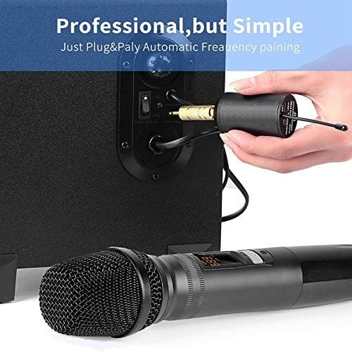 Auto Wireless Dynamic Microphone System with Receiver for Amplifier Mixer Speaker Desktop Bus,