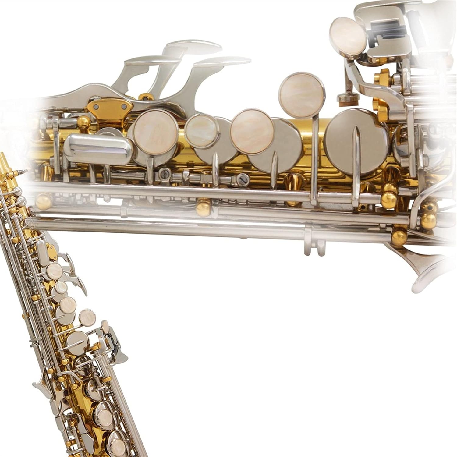 Saxophone Straight B Flat Soprano Saxophone Straight Gold Silver Key Leather Box Key Type Woodwind Instrument