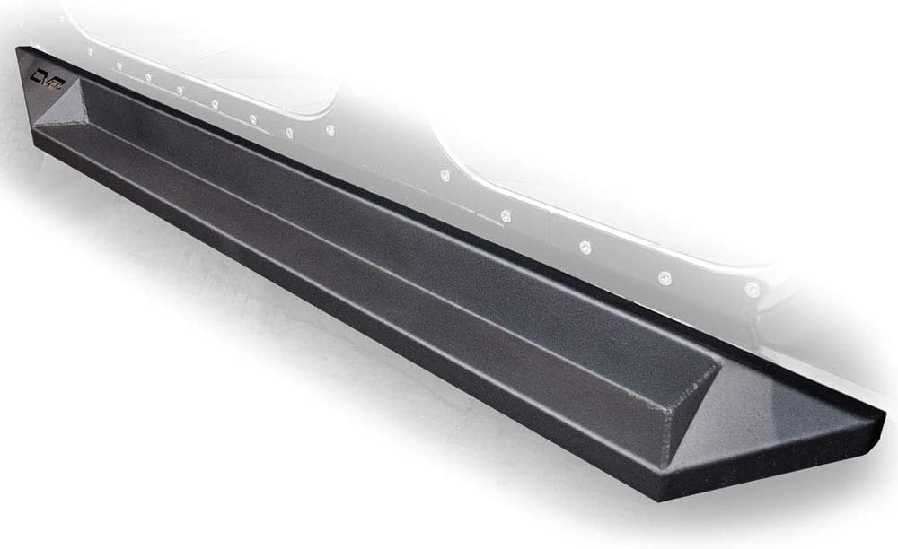 DV8 Offroad | SRSOTB-10 | Rock Slider for 2007-2018 Wrangler JK 4 Door Model | Plated Armor Style with Box Step | Protection for Body and Frame | Black Finish