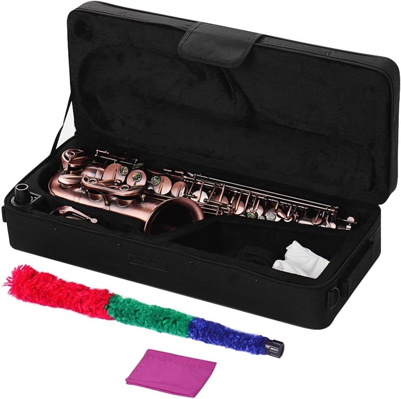 EB Alto Saxophone E-Flat Sax Carved Pattern Woodwind Instrument with Carry Case Brush Sax Accessories