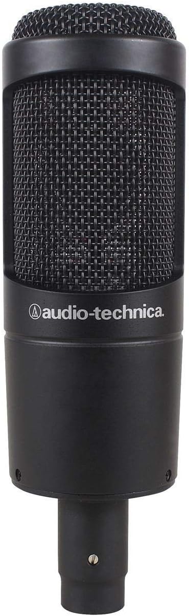 Audio-Technica AT2035 Side Address Cardioid Condenser Studio Microphone with Case Bundle with Rockville PRO-M50 Studio Headphones w/Detachable Coil Cable, Case with Extra Ear Pad
