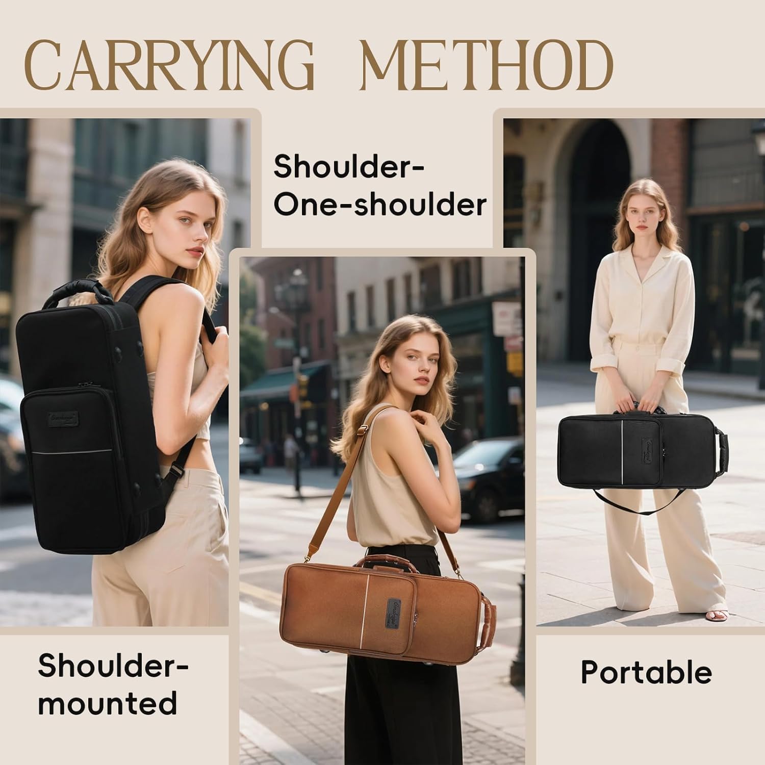 Trumpet BGR Rectangular Case, Nylon Material 1200D Trumpet Case, Built-in Backpack Straps Trumpet Bag