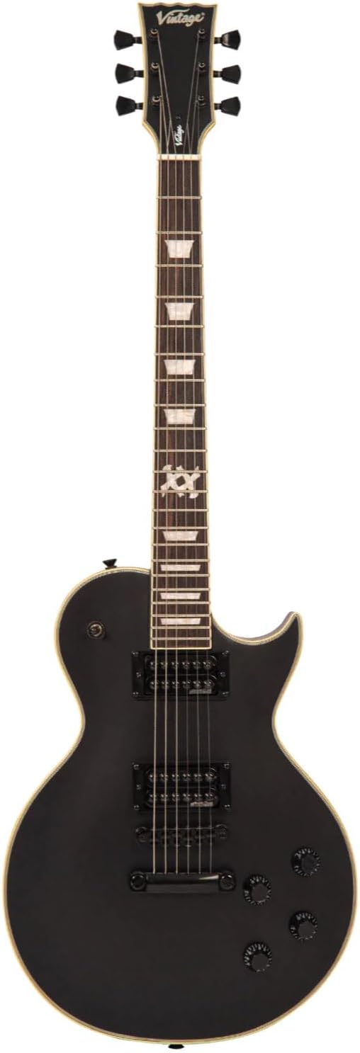 VINTAGE Electric Guitar, Right, Satin Black (V100VMX)