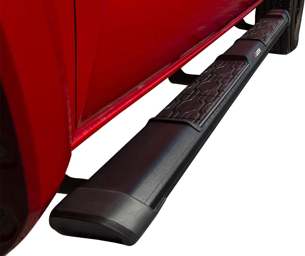 LEER Running Boards | Fits 2019+ GM Chevrolet Silverado 1500/GMC Sierra Crew Cab | No-Drill, Easy Install Truck Accessory | 4 ½” Wide Step Pad | 90