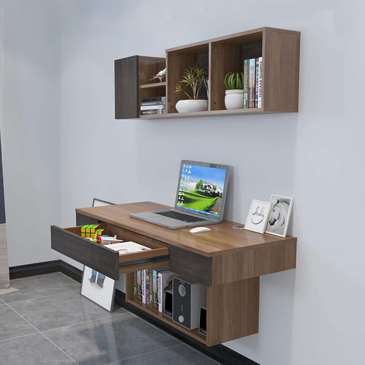 Computer Desk Wall Mounted TV Cabinet Floating Shelf Wall Shelf Bedroom Living Room Office Study Table Reading Desk TV Stand Multimedia Shelf Mobile Shelf Gaming Shelf Wall Mount Corner Shelves