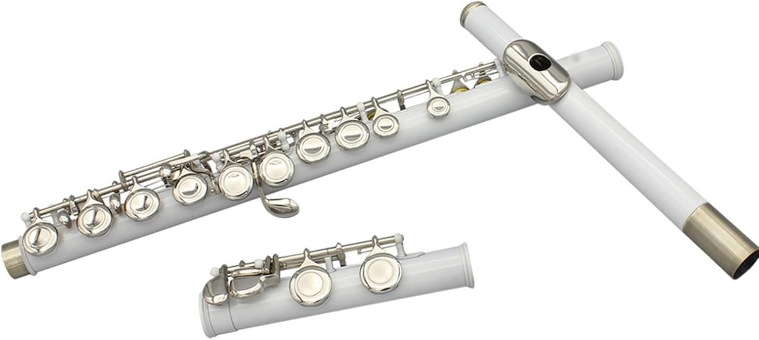 Flute White 16 Holes C Tone Flute with E Key Woodwind Instrument Closed Key Cupronickel Tube Flute with Box Music Flutes Musical Instruments