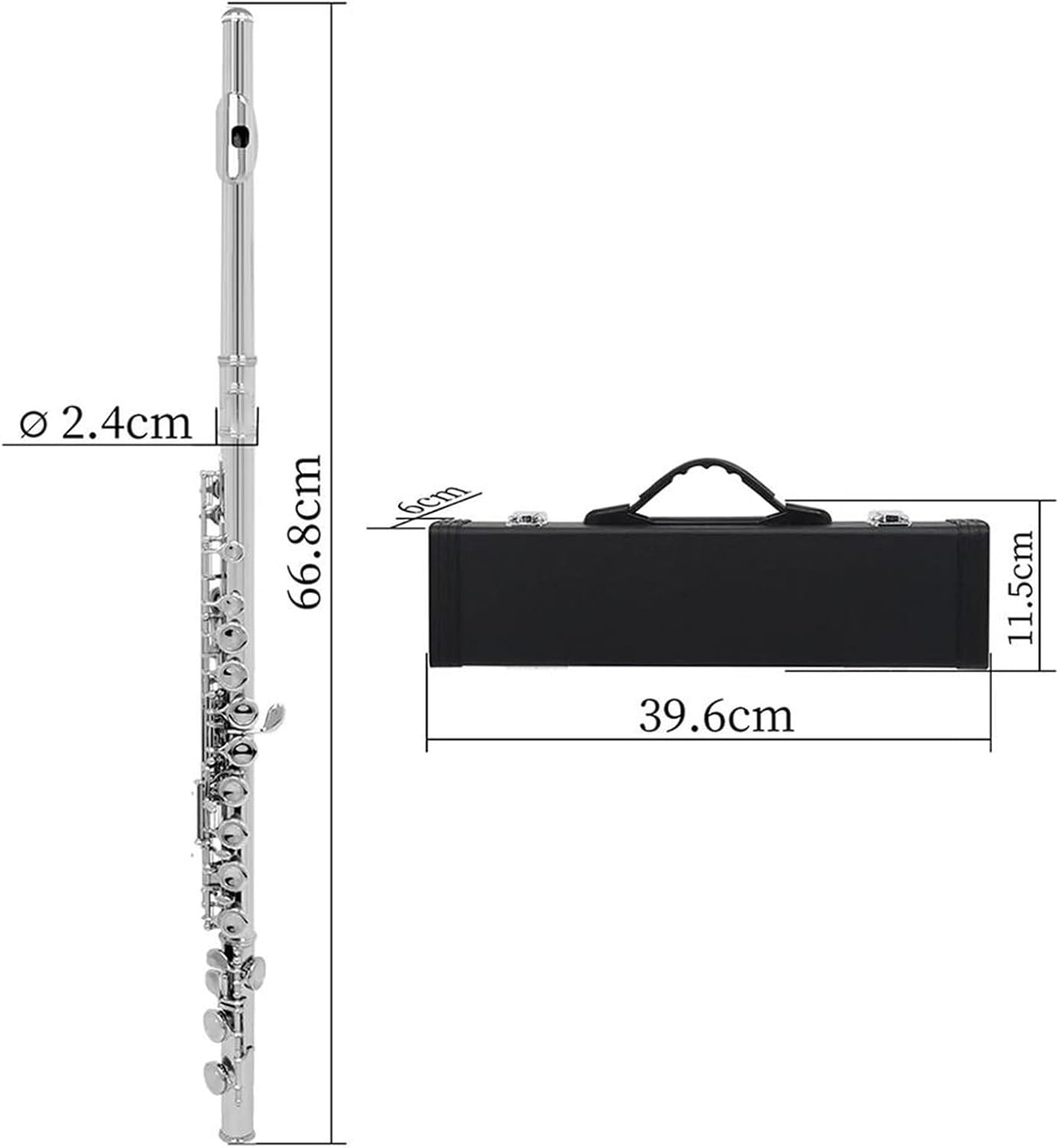 16 Holes Flute C Tone Closed Hole Silver Plated Cupronickel Flute Woodwind Instrument With Leather Case