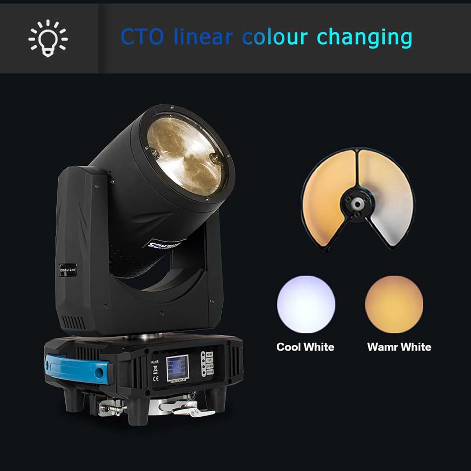 SHEHDS Moving Head Lights COB 400W Warm White+Cold White Stage Lihgts Beam/Wash/Strobe Effect 5-50 Degree Beam Angle DMX512 Disco DJ Lights for Party KTV Bar Show