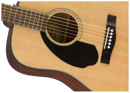 Fender Left-Handed Acoustic Guitar, CD-60S, with 2-Year Warranty, Dreadnought Classic Design with Rounded Walnut Fingerboard and Phosphor Bronze Strings, Glossed Natural Finish, Mahogany Construction
