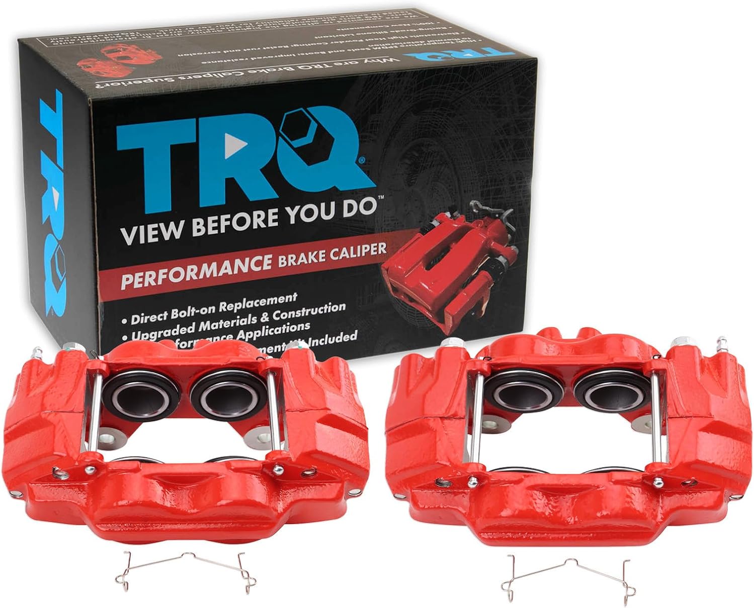 TRQ Front Brake Caliper Set Painted Red Brackets Compatible with 2003-2009 Toyota 4Runner 2003-2009 Lexus GX470