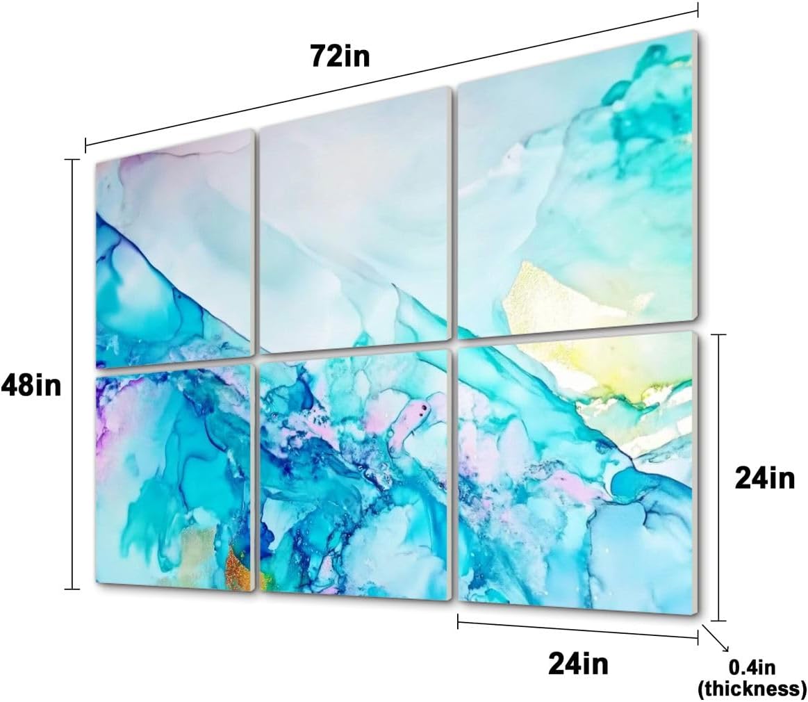 6 Pack Art Acoustic Panels Clouds Macro White Grass Blots Transparent Soundproof Wall Panels, 48