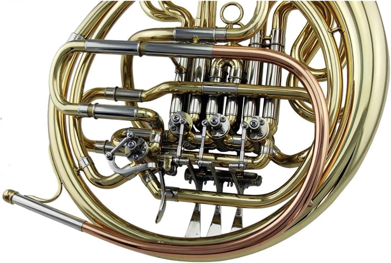 4 Key French Horn Gold Lacquer 4 Key Double Row French Horn Instrument