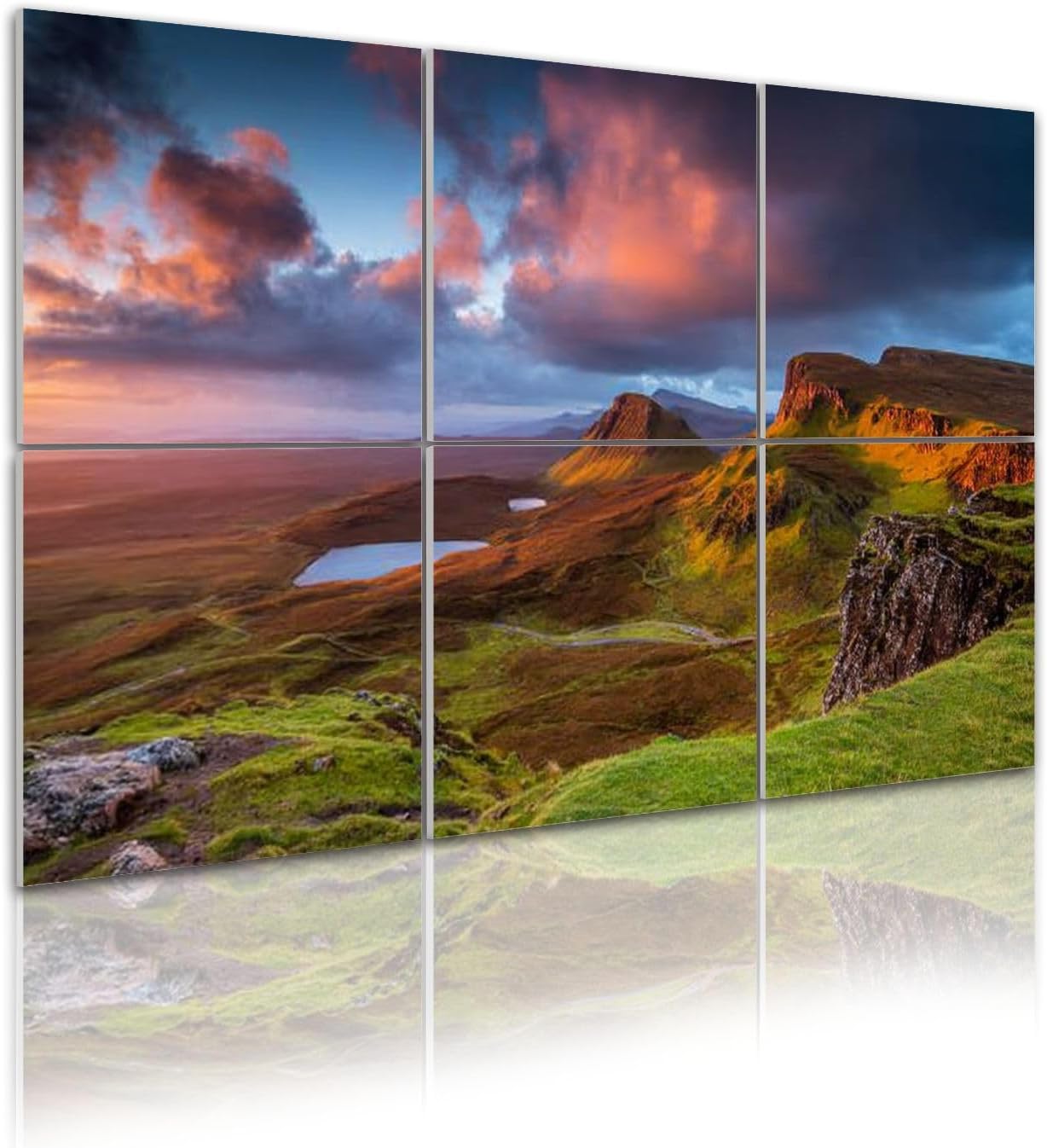 6 Pack Art Acoustic Panels Self Adhesive Sunset Quiraing Isle Skye Scotland Decorative Soundproof Wall Panels Sound Absorbing Panel 48