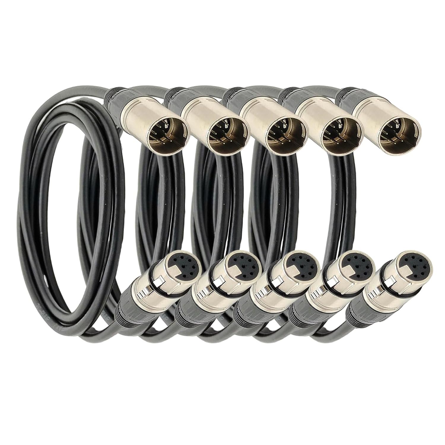 5 Packs 7 Pin XLR Microphone Cable, XLR Connector, Balanced Male to Female Mic Audio Cable for Microphone and Audio Interface(3 Meter/10Ft)