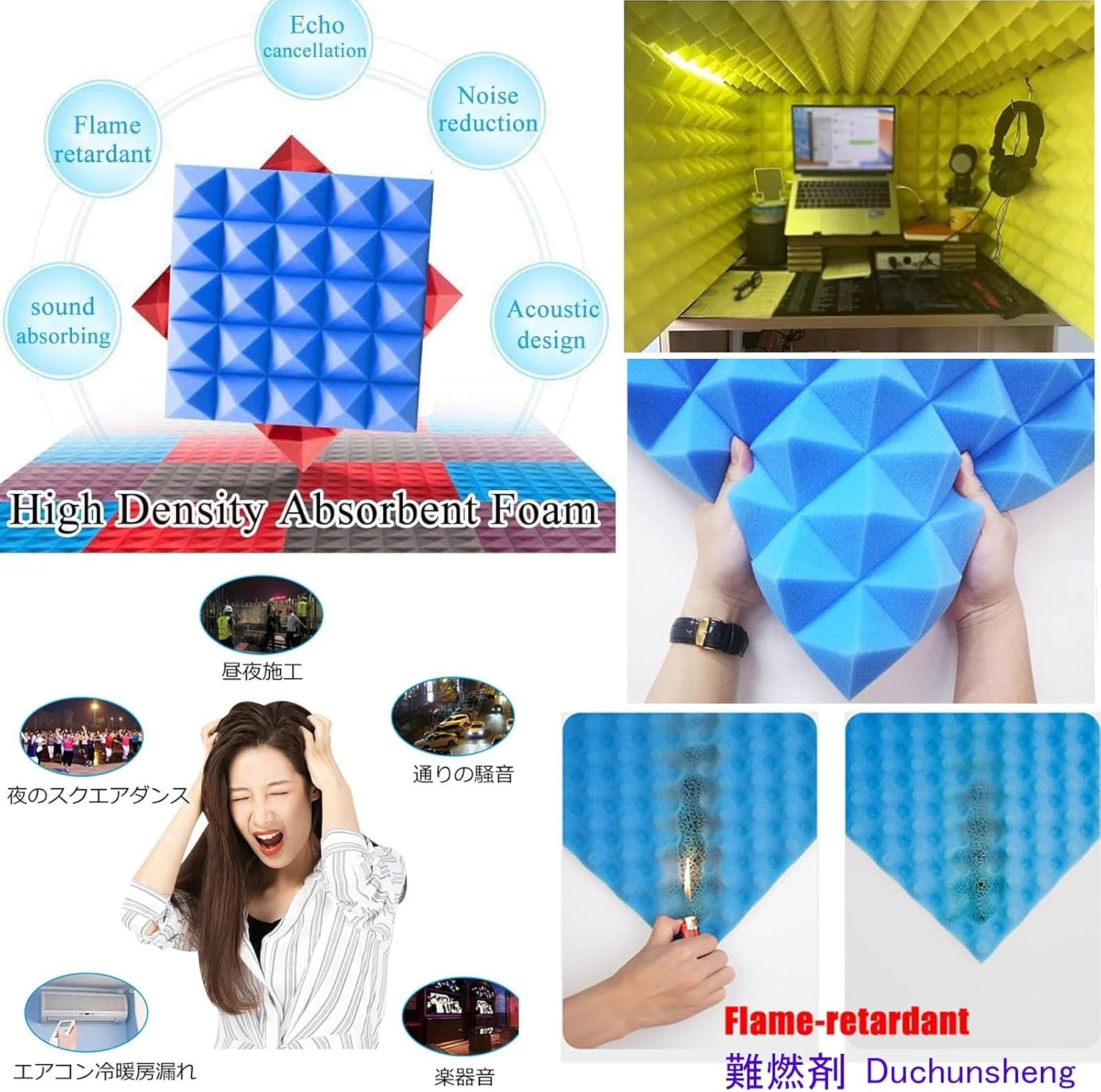 Portable Recording Studio, Desktop Soundproof Enclosure, Microphone Isolation Booth, Noise Reduction, Recording Studio Equipment (Blue)