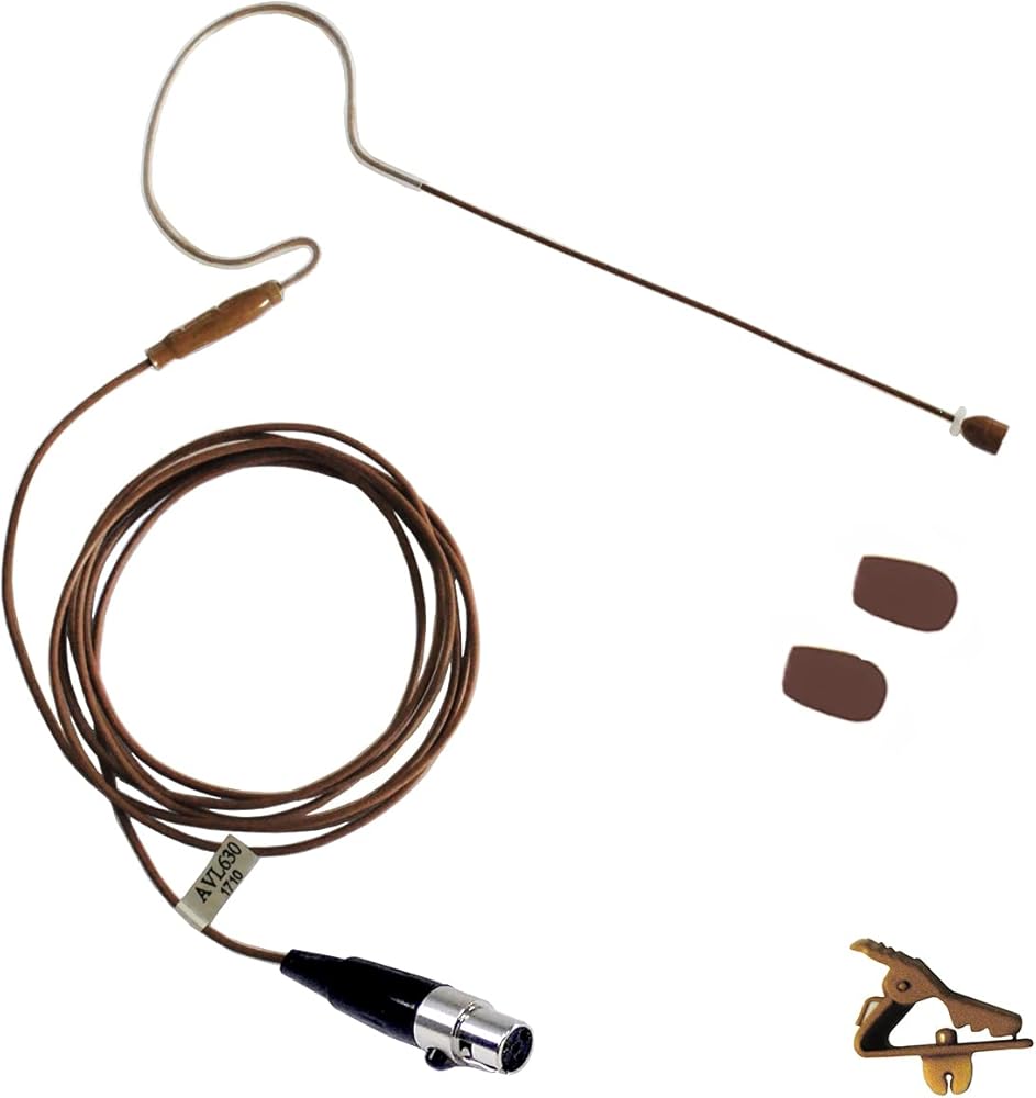 Mini Headset Microphone Replacement Earhook Headset Mic for Shure Wireless System (Cocoa)