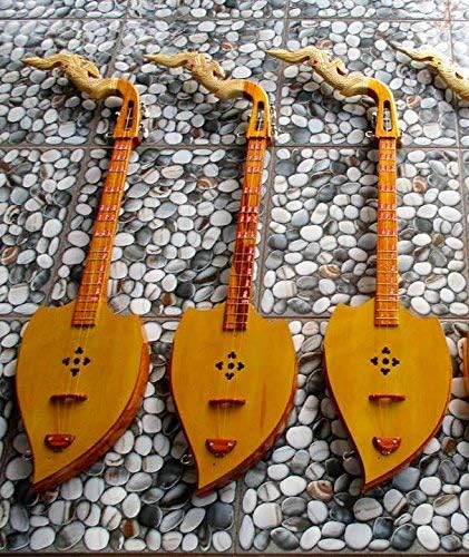 Isarn Acoustic Phin 3 Strings, Thai Lao Guitar Musical Instrument Traditional Thai Musical Pin 01-1