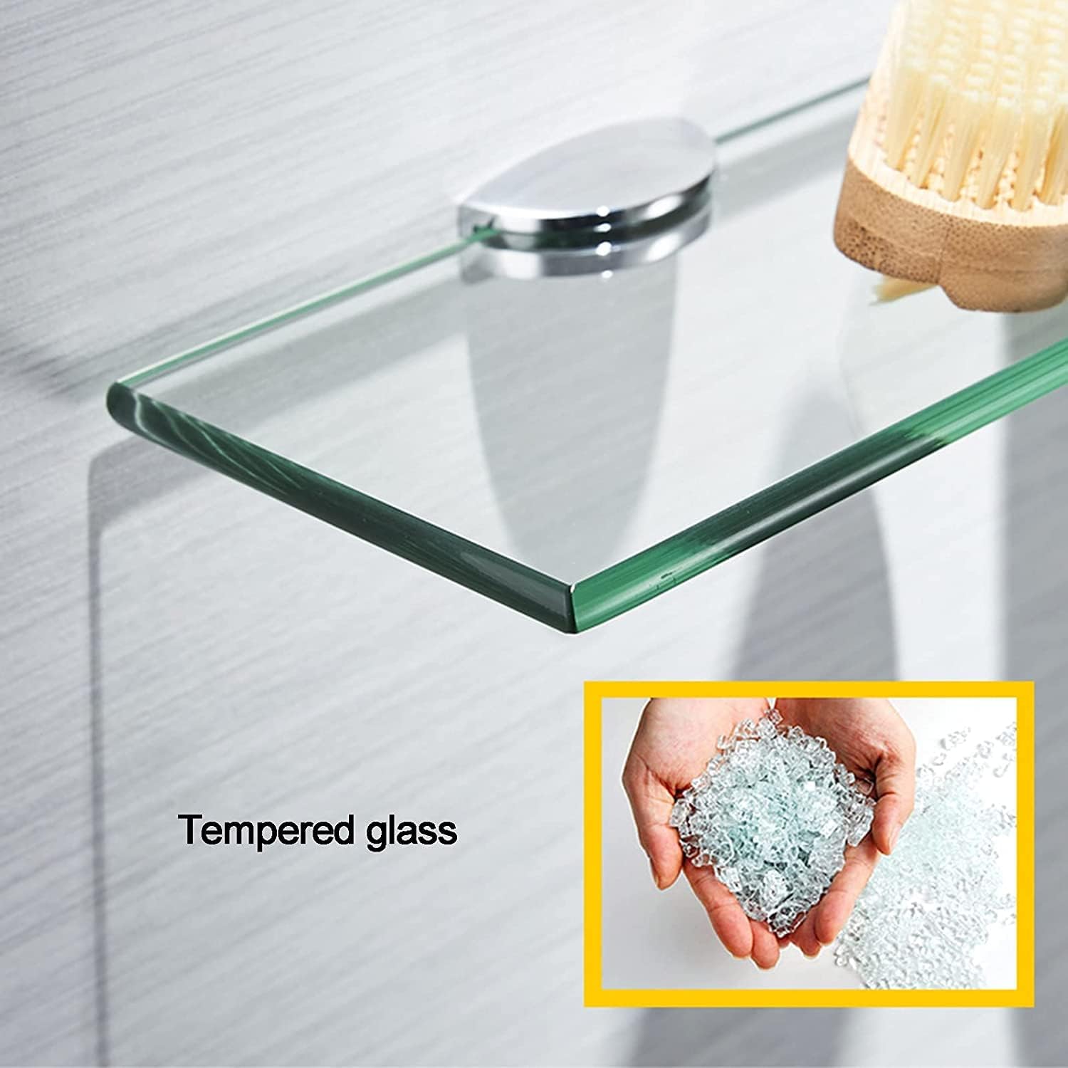 IOCCIOBB Bathroom Glass Shelf Bathroom Glass Shelf, 8 MM-ThickTempered Glass Shower Storage, Wall Mount Glass Floating Shelves (Size : 34cm)