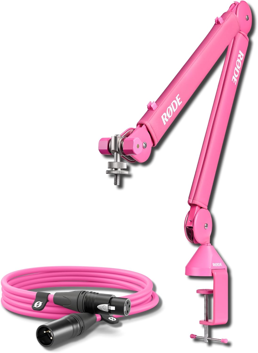 Rode PSA1+ Desk-Mounted Broadcast Microphone Boom Arm (Pink) with Pink Premium XLR Cable (3m)
