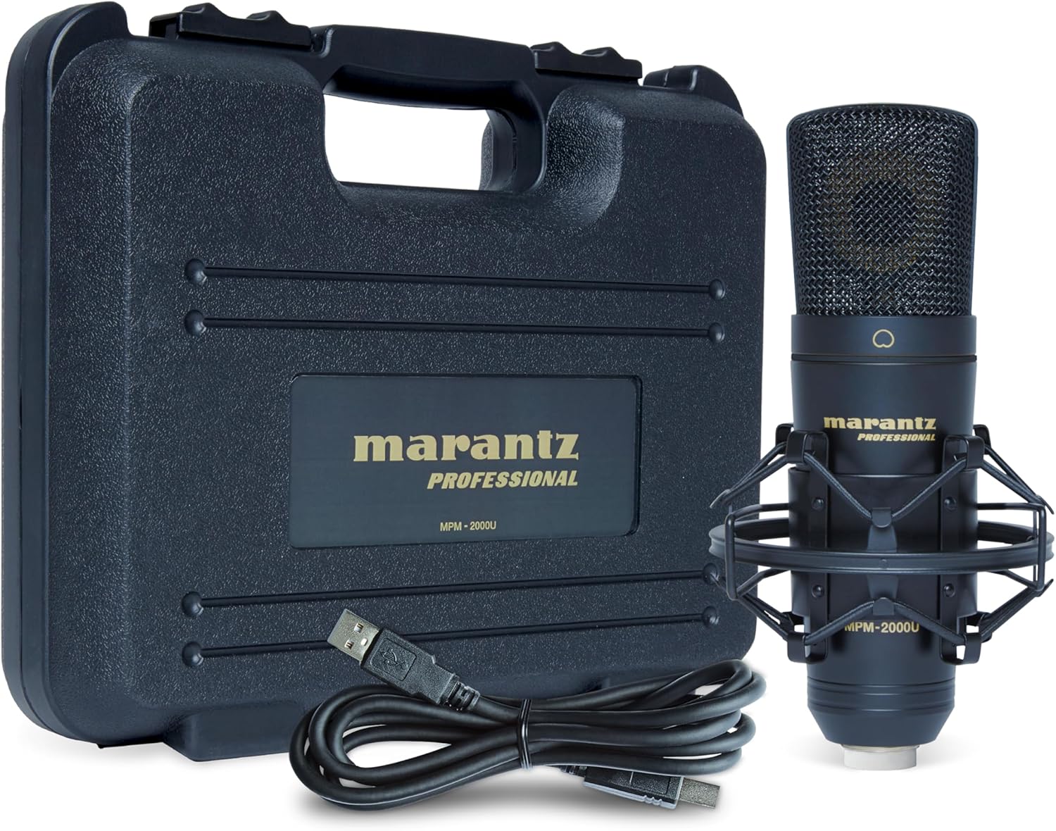Marantz Professional MPM-2000U | Large Diaphragm Studio Quality USB Condenser Microphone For Podcasting & Recording, Including Shockmount, USB Cable & Carry Case
