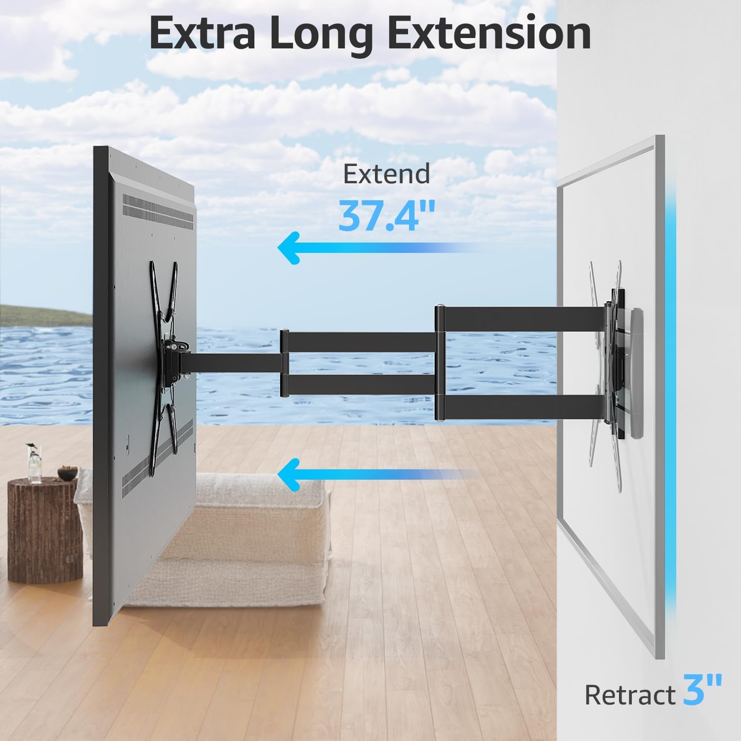 MOUNTUP Outdoor Long Arm TV Wall Mount for 26-65