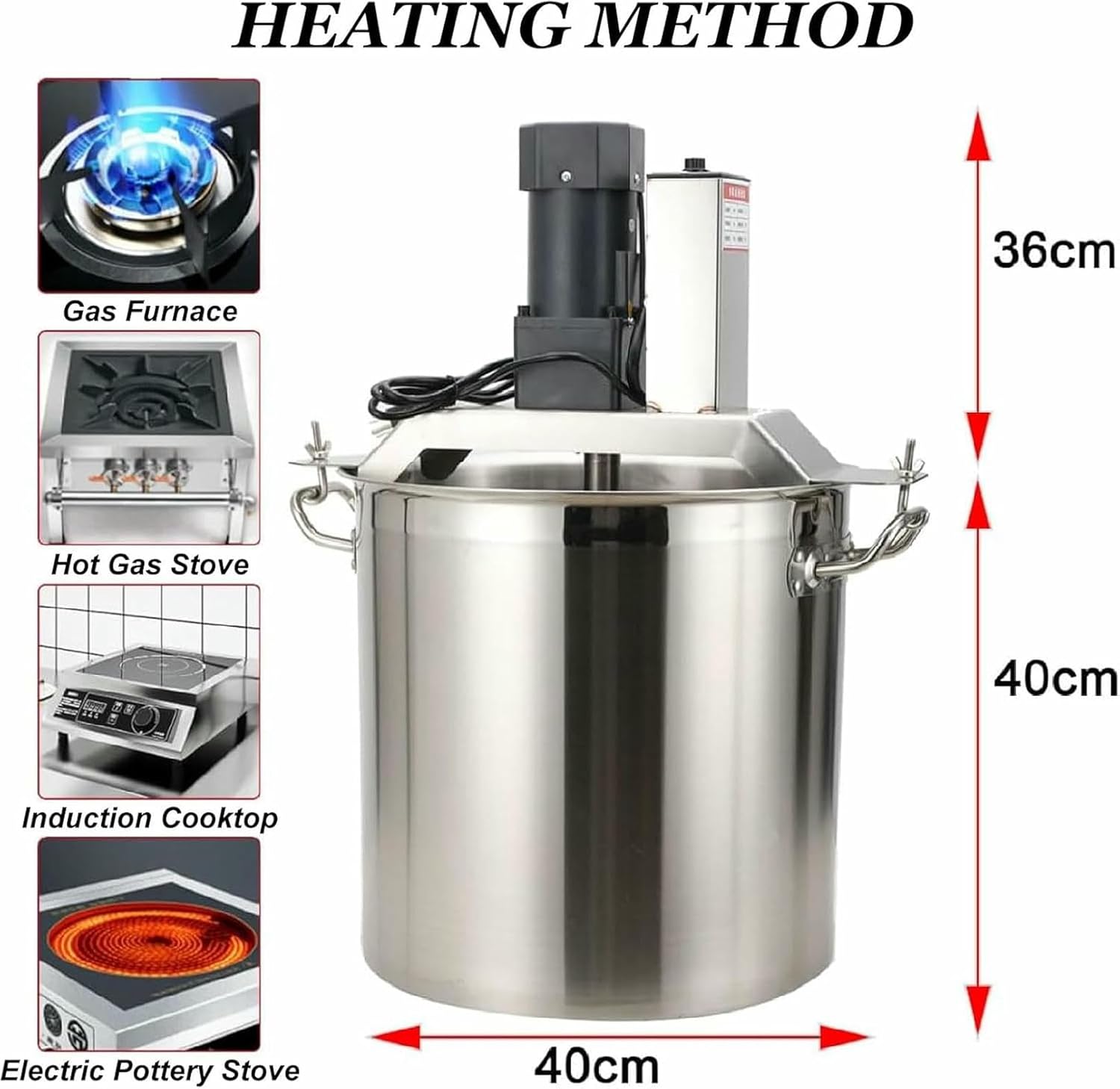 40L Automatic Cooking Pot with Stirrer, Electric Stuffing Maker, Stuffing Maker, for Soup Chilli Tomato Sauce Fruit Jams Porridge