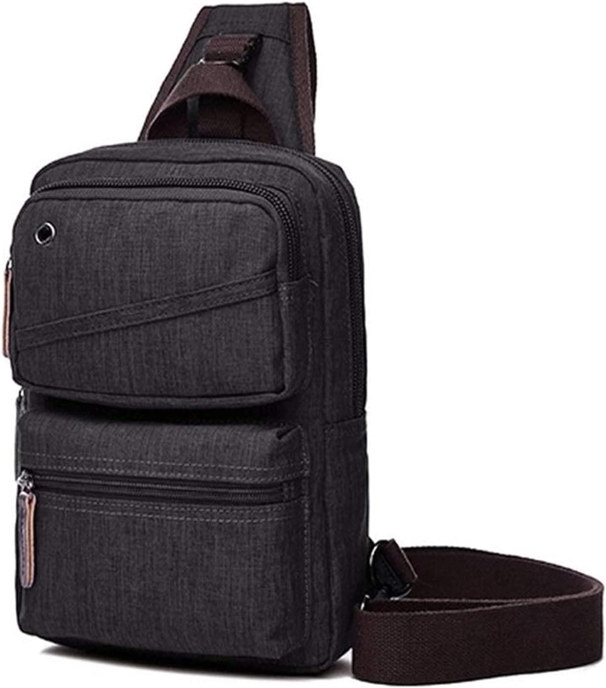 Men Lightweight Sling Shoulder Crossbody Bag Casual Canvas Backpack Chest Pack Anti Theft Travel Cycling Hiking Daypack