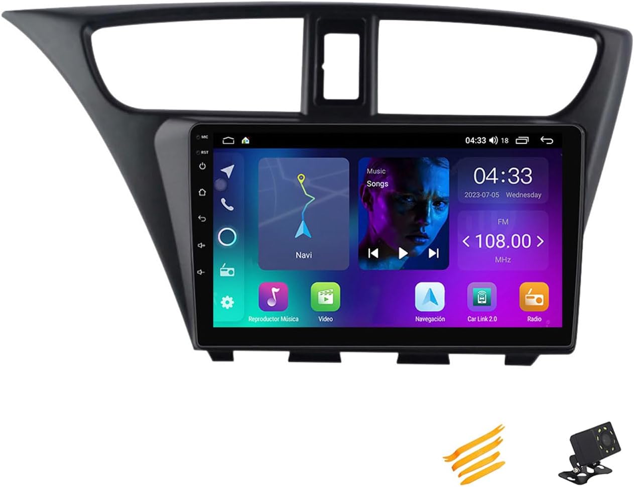 Android 13 Car Stereo Bluetooth Car Play 2 DIN Touch Screen Compatible with Honda Civic 2012~2017 9In QLED Display Car Radio with Navigation Android Auto FM RDS SWC,4 Core NF1 1G+32G