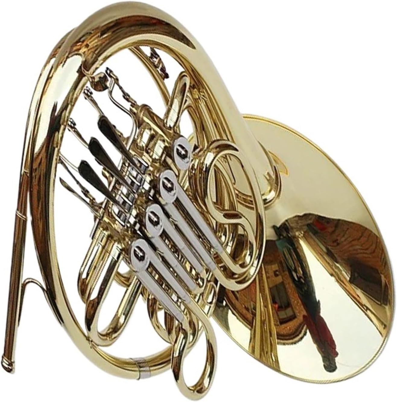 Brass French Horn French Horn B/f 4 Key Gold Double Row Brass Body Musical Instrument With Mouthpiece Brass Material